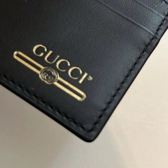 Authentic Gucci Black and Gold Double Sided Designer Leather Card Holder New - Picture 5 of 6